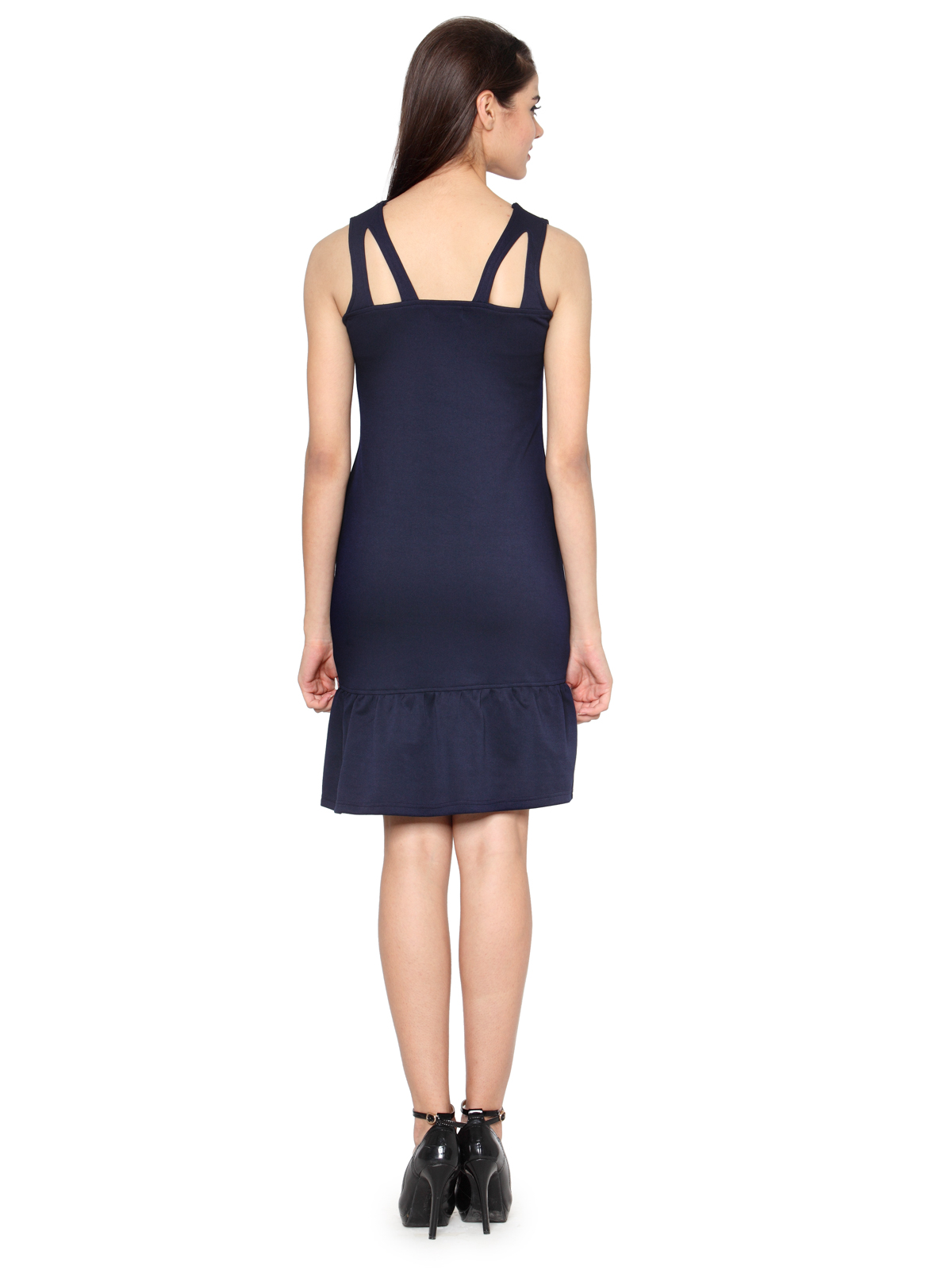 Navy cut out strappy midi dress